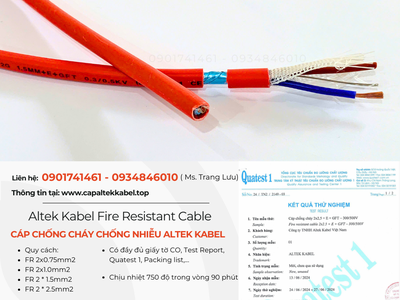 Cáp chống cháy chống nhiễu 2x0.75/ 2x1.0/ 2x1.5/ 2x2.5 Altek Kabel chính hãng 3