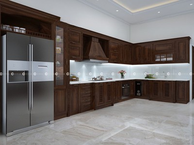 Tủ Bếp Gỗ Sồi Phủ Sơn Thiết Kế Tối Ưu Cho Căn Bếp 1