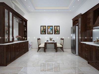 Tủ Bếp Gỗ Sồi Phủ Sơn Thiết Kế Tối Ưu Cho Căn Bếp 0