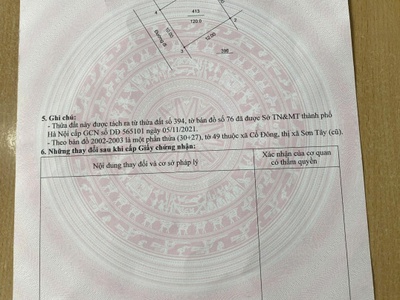 Chính chủ bán đất 120m2 cổ đông - sơn tây, ngay sát hồ đồng mô 1