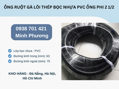 Ống ruột gà lõi thép bọc nhựa Pvc ống phi 2 1/2 có sẵn Đà Nẵng, Hà Nội, Hồ Chí Minh 2