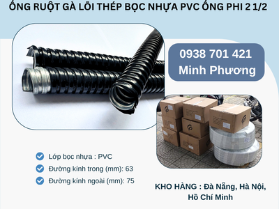 Ống ruột gà lõi thép bọc nhựa Pvc ống phi 2 1/2 có sẵn Đà Nẵng, Hà Nội, Hồ Chí Minh 0