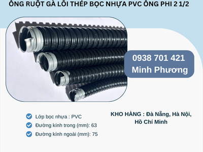 Ống ruột gà lõi thép bọc nhựa Pvc ống phi 2 1/2 có sẵn Đà Nẵng, Hà Nội, Hồ Chí Minh 1