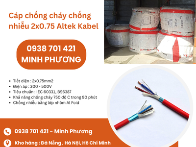 Cáp điện chống cháy chống nhiễu 2x0.75 Altek Kabel sẵn kho Đà Nẵng, Hà Nội, Hồ Chí Minh 0