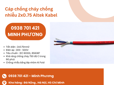 Cáp điện chống cháy chống nhiễu 2x0.75 Altek Kabel sẵn kho Đà Nẵng, Hà Nội, Hồ Chí Minh 2