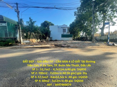 Đất đẹp   giá đầu tư - cần bán 4 lô đất tại đường trần can, p. ea tam, tp. buôn ma thuột, đắk lắk 0