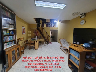 Nhà đẹp   giá tốt -chỉ 6,5 tỷ sở hữu ngay căn hộ lầu 1 trung tâm số 49d trần hưng đạo, p.5, q.5, hcm 0