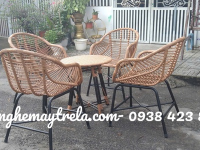 Bàn ghế mây nhựa cho quán cafe 0
