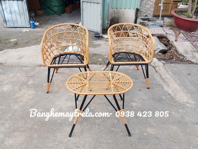 Bàn ghế mây nhựa cho quán cafe 2