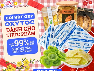 Kiểm soát khí oxy trong bao bì bánh mứt bằng gói hút oxy Oxytoc 0