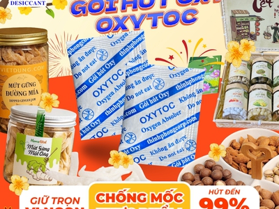 Tại sao bánh kẹo, mứt Tết dễ mốc  Do chưa dùng gói hút oxy OXYTOC 0