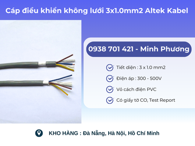 Cáp điều khiển không lưới 3x1.0mm2 Altek Kabel Phú Yên, Thanh Hóa, Gia Lai 2