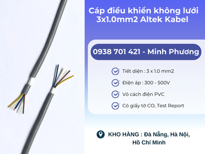 Cáp điều khiển không lưới 3x1.0mm2 Altek Kabel Phú Yên, Thanh Hóa, Gia Lai 1