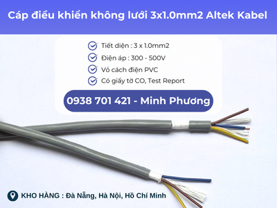 Cáp điều khiển không lưới 3x1.0mm2 Altek Kabel Phú Yên, Thanh Hóa, Gia Lai 3