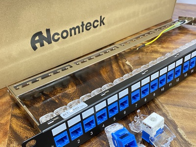 Thanh đấu nối mạng PATCH PANEL 16 cổng CAT6 UTP mã ACT-16S1U, ACT-JK28-C6-US chính hãng Ancomteck 1