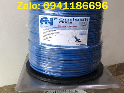 Cáp mạng Cat6 lõi đồng chuẩn 23AWG mã ACT-6LAN-305BL chính hãng Ancomteck vỏ màu xanh, hàng dự án 4
