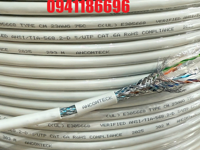 Dây CAT6A ngoài trời có dây gia cường chịu lực, bọc bạc chống nhiễu FTP mã ACT-6ALANOD, cuộn 305m 7