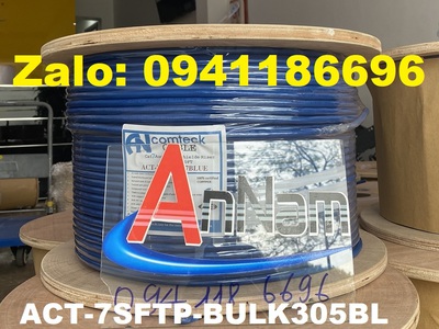Dây CAT6A ngoài trời có dây gia cường chịu lực, bọc bạc chống nhiễu FTP mã ACT-6ALANOD, cuộn 305m 6