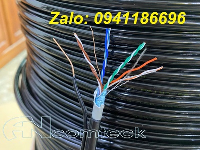 Dây CAT6A ngoài trời có dây gia cường chịu lực, bọc bạc chống nhiễu FTP mã ACT-6ALANOD, cuộn 305m 1