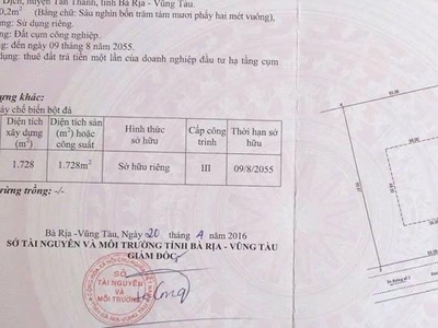 Bán nhà xưởng   CCN TÂN THÀNH, BRVT   1.728m 0