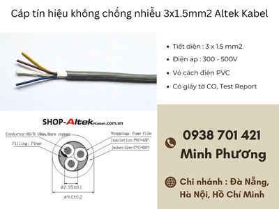 Cáp tín hiệu không chống nhiễu 3x1.5mm2 Altek Kabel chính hãng   giá tốt Đà Nẵng 1