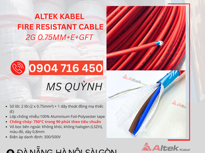 Cáp Chống Cháy Chống Nhiễu 2x0.75mm2 Altek Kabel 2
