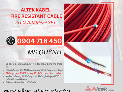 Cáp Chống Cháy Chống Nhiễu 2x0.75mm2 Altek Kabel 1