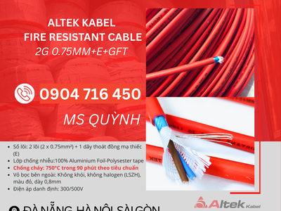 Cáp Chống Cháy Chống Nhiễu 2x0.75mm2 Altek Kabel 0