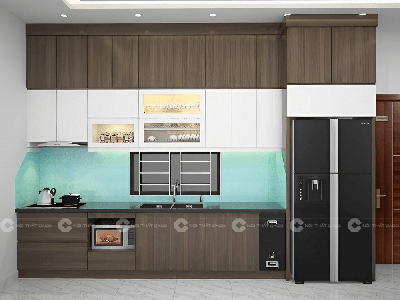 Tủ Bếp Gỗ Công Nghiệp MDF An Cường Chữ I Hiện Đại 0