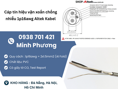 Cáp tín hiệu vặn xoắn chống nhiễu 1p16awg Altek Kabel giao ngay - Đà Nẵng, Huế 1