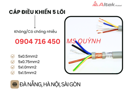 Cáp điều khiển thang máy 5x0.5, 5x0.75, 5x1.0 Altek Kabel 1