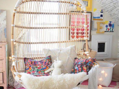 Ghế xích đu đôi mây tre đan 4