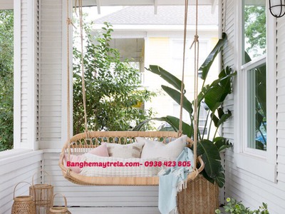 Ghế xích đu đôi mây tre đan 5