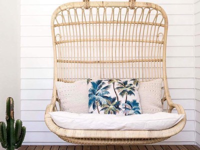 Ghế xích đu đôi mây tre đan 3