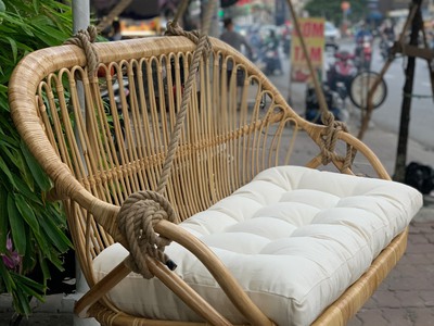 Ghế xích đu đôi mây tre đan 6