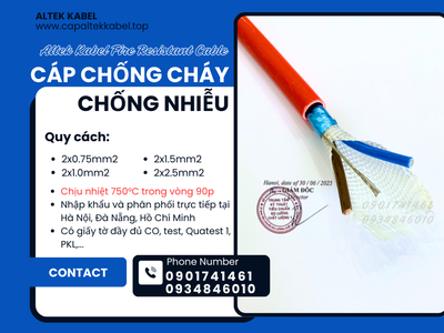 Cáp báo cháy 2x16AWG chống cháy chống nhiễu Altek kabel có kiểm định 0