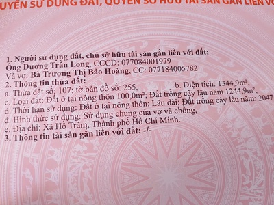 Mình có đất xuyên mộc 1.344m2 cần bán 1