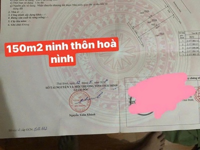 Bán nhanh lô đất đẹp   vuông vắn - giá tốt   hưng hà, thái bình 2