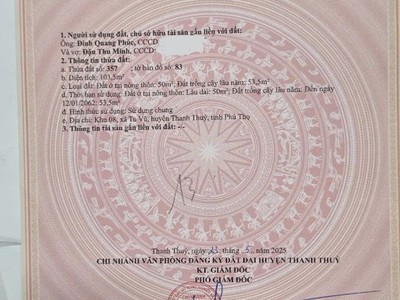 Chủ cần tiền bán rẻ lô đất 100m tại tu vũ, thanh thủy, phú thọ - gần mọi tiện ích, các khu du lịch 3