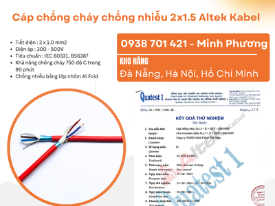 Cáp chống cháy chống nhiễu 2x1.5 Altek Kabel Bình Định, Phú Yên, Khánh Hòa 1