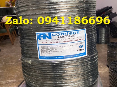 Cáp mạng liền nguồn Cat6 UTP   2C lõi đồng liền nguồn ANCOMTECK mã ACT-6LAN2C-305BK 0