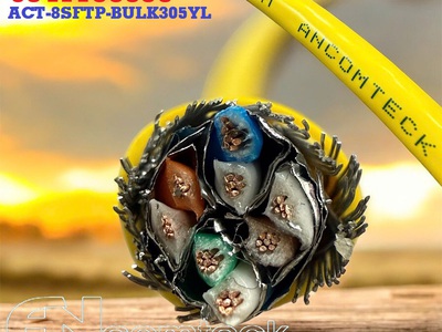 Cáp mạng liền nguồn Cat6 UTP   2C lõi đồng liền nguồn ANCOMTECK mã ACT-6LAN2C-305BK 4