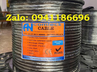 Phân phối Cáp mạng CAT6 ngoài trời UTP - có dây chịu lực gia cường - Outdoor ACT-6LANOD-305BK 1