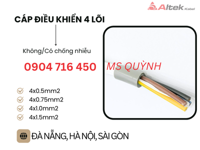 Cáp 4 core Altek Kabel 4x0.5, 4x-.75, 4x1.0,4x1.5 Đà Nẵng, Hà Nội 2
