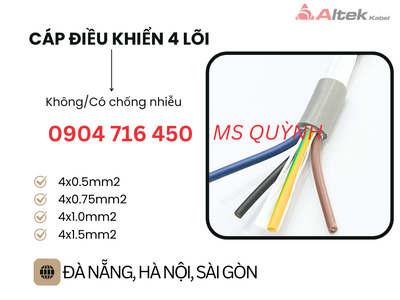 Cáp 4 core Altek Kabel 4x0.5, 4x-.75, 4x1.0,4x1.5 Đà Nẵng, Hà Nội 0