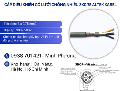 Cáp điều khiển có lưới chống nhiễu 3x0.75 Altek Kabel Huế, Quảng Ngãi, Quảng Trị 1