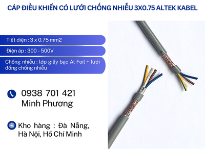 Cáp điều khiển có lưới chống nhiễu 3x0.75 Altek Kabel Huế, Quảng Ngãi, Quảng Trị 2