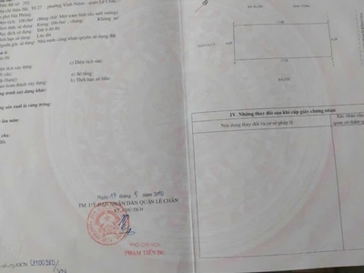 Bán đất võ nguyên giáp gần thpt lê chân, 106m, mt 6m, giá 6.8 tỉ 3
