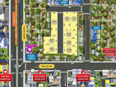 Mở bán 08 lô đất mặt đường 420   đối diện tđc bình yên, sát cnc hòa lạc 0