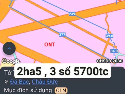 Chủ cần sang nhượng 2ha5 , 5700 thổ cư ql56c cắt ngang giá chủ mong muốn 82ty thương lượng 0